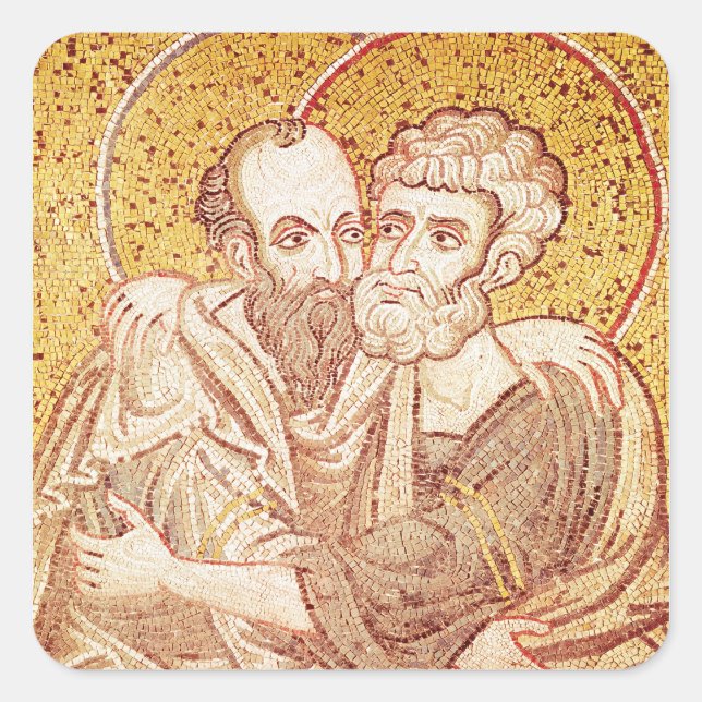 SS. Peter and Paul Embracing Square Sticker (Front)