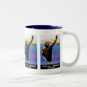 ss Rex passing Statue of Liberty Two-Tone Coffee Mug