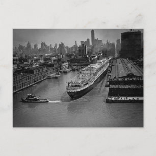 SS United States at Pier in New York City Postcard