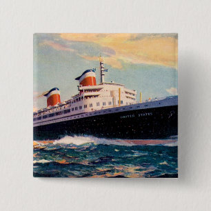 ss United States at Sea 15 Cm Square Badge