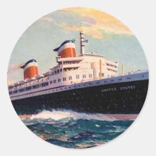 ss United States at Sea Classic Round Sticker