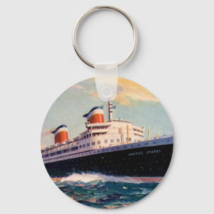 ss United States at Sea Key Ring
