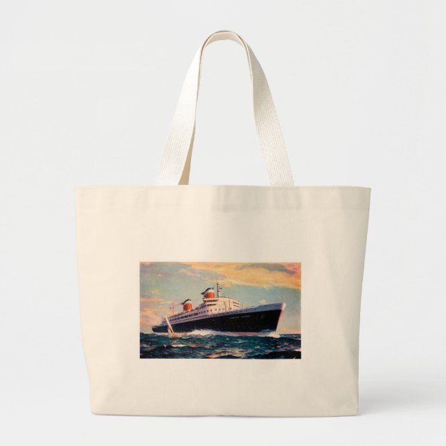 ss United States at Sea Large Tote Bag (Front)