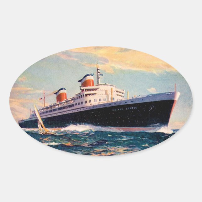 ss United States at Sea Oval Sticker (Front)