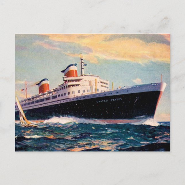 ss United States in Sea Postcard (Front)