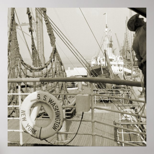 SS Washington Luxury Liner Cruise Ship 1930's Deck Poster (Front)