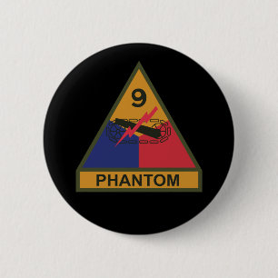 SSI - 9th Armoured Division w Name Tape 6 Cm Round Badge