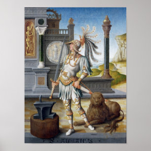 St. Adrian in Armour in an Open Landscape Poster