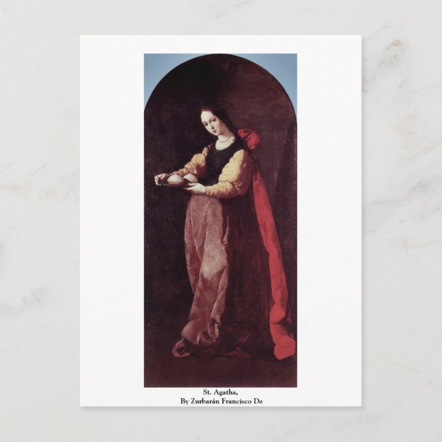 St. Agatha,  By Zurbarán Francisco De Postcard (Front)