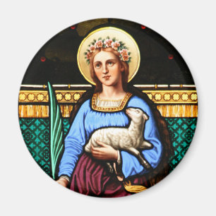 St Agnes of Rome, holding lamb and palm leaf Magnet