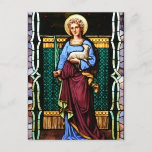 St Agnes of Rome, holding lamb and palm leaf Postcard