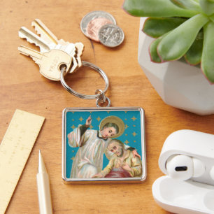 St. Aloysius Gonzaga & Plague Victim (M 006) Key Ring