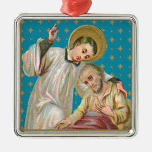 St. Aloysius Gonzaga & Plague Victim (M 006) Metal Tree Decoration