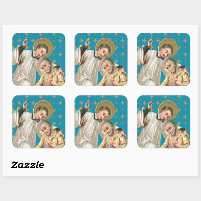 St. Aloysius Gonzaga & Plague Victim (M 006) Square Sticker (Sheet)