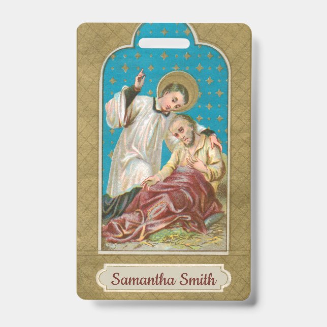 St Aloysius Gonzaga & Plague Victim (Style 3; M06) ID Badge (Front)
