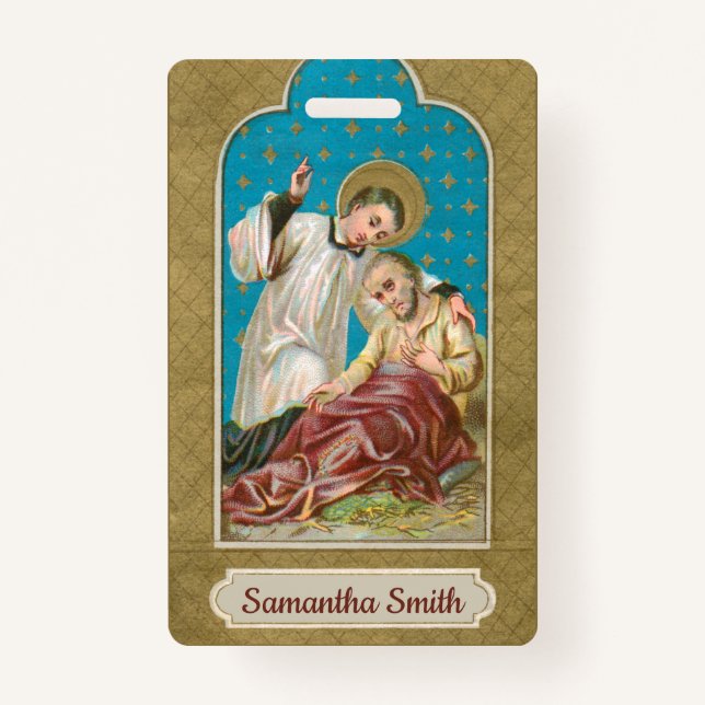 St Aloysius Gonzaga & Plague Victim (Style 3; M06) ID Badge (Front)