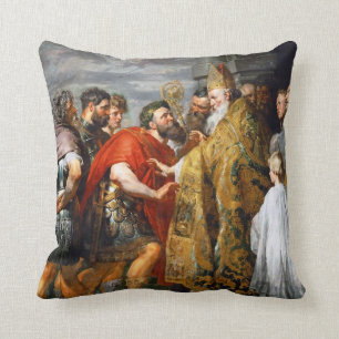 St. Ambrose and Emperor Theodosius Paul Rubens Cushion