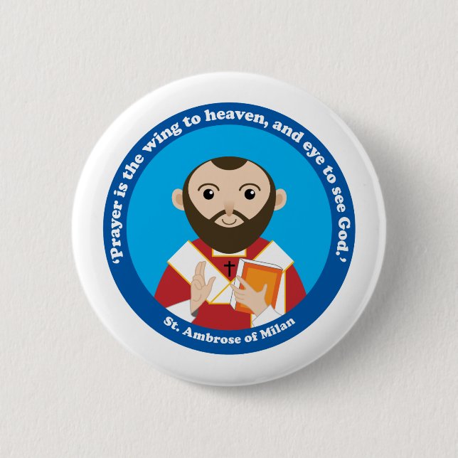 St. Ambrose of Milan 6 Cm Round Badge (Front)