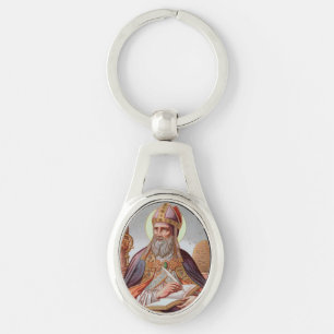 St. Ambrose of Milan (Frameless) Oval Metal Key Ring