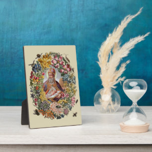 St. Ambrose of Milan with Flowers, Bees, and Hive Plaque