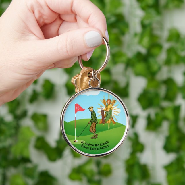 St. Andrew and Dapper Male Golfer Key Ring (Hand)