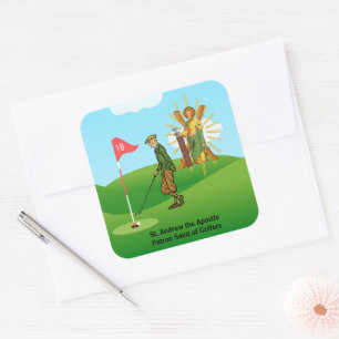 St. Andrew and Dapper Male Golfer Square Sticker