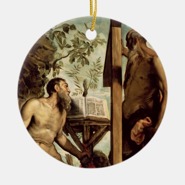 St. Andrew and St. Jerome Ceramic Tree Decoration (Front)