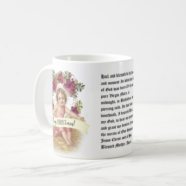 St. Andrew Christmas Novena Jesus Floral Coffee Mug (Front Left)