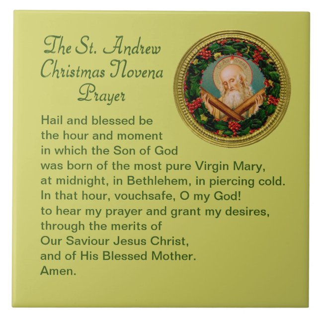 St. Andrew Christmas Novena Prayer Ceramic Tile (Front)