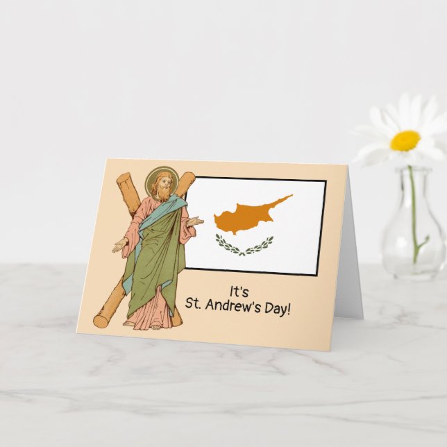 St. Andrew (RLS 01) with Flag of Cyprus Feast Day  Card (Small Plant)