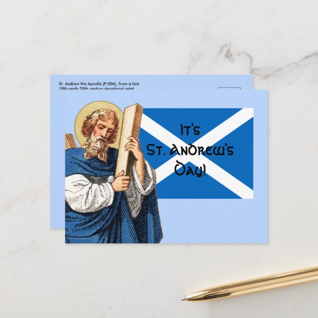 St. Andrew the Apostle and the Flag of Scotland Postcard (Front/Back In Situ)