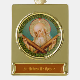 St. Andrew the Apostle (JMAS 02) Gold Plated Banner Ornament