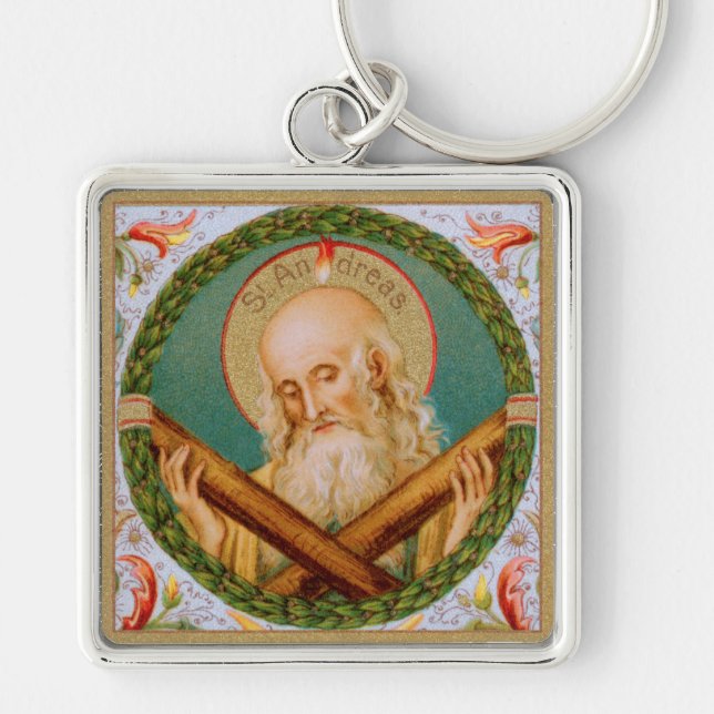 St. Andrew the Apostle (JMAS 02) Square Metal Key Ring (Front)