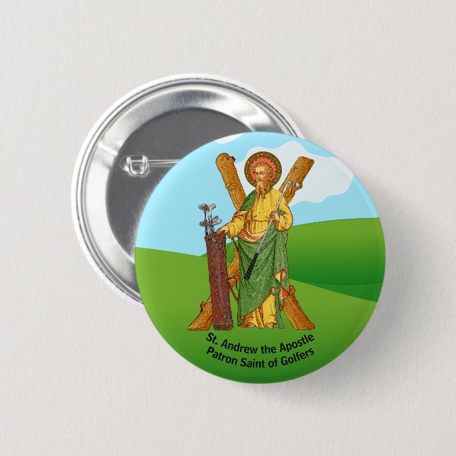 St. Andrew the Apostle, Patron of Golfers 6 Cm Round Badge (Front & Back)