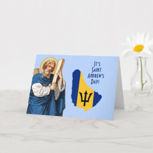 St. Andrew with Flag-Map of Barbados Feast Day Card