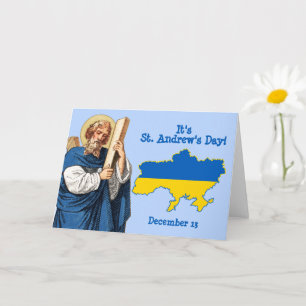 St. Andrew with Flag-Map of Ukraine Feast Day Card