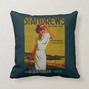 St. Andrews Algonquin Vintage PosterEurope Cushion