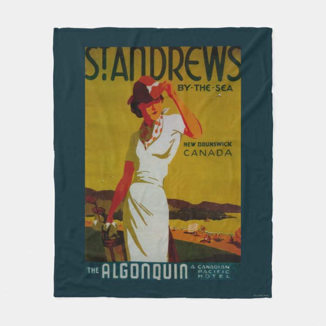 St. Andrews Algonquin Vintage PosterEurope Fleece Blanket (Front)