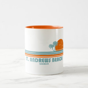 St. Andrews Beach Georgia Sun Palm Trees Two-Tone Coffee Mug