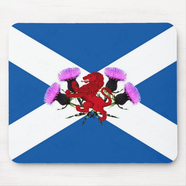 St Andrews cross, lion rampant thistle Mouse Mat (Front)
