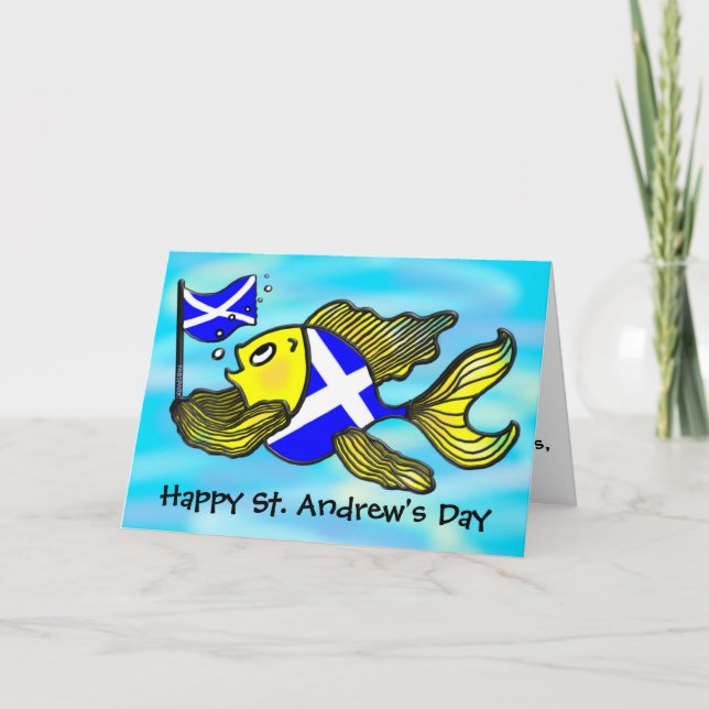 St. Andrew's Day GREETING CARD funny cartoon (Front)
