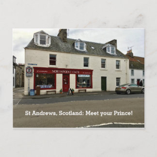 St Andrews Scotland "Meet Your Prince" Cafe Window Postcard