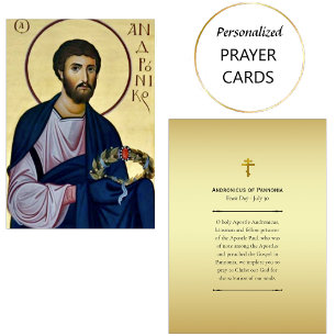 St. Andronicus of Pannonia Orthodox Prayer Card   