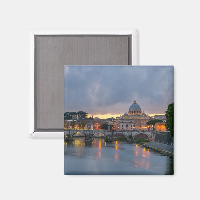 St. Angelo Bridge, St. Peter's Basilica, Rome Magnet (Front/Back)