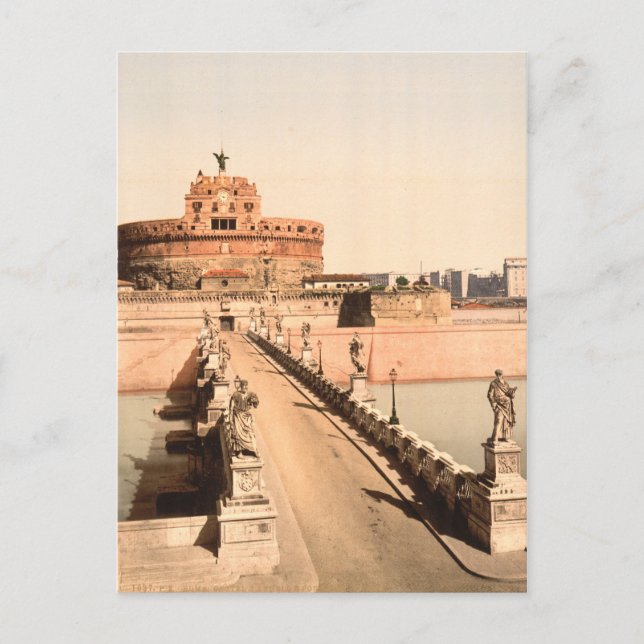 St Angelo Castle and Bridge, Rome, Lazio Italy Postcard (Front)