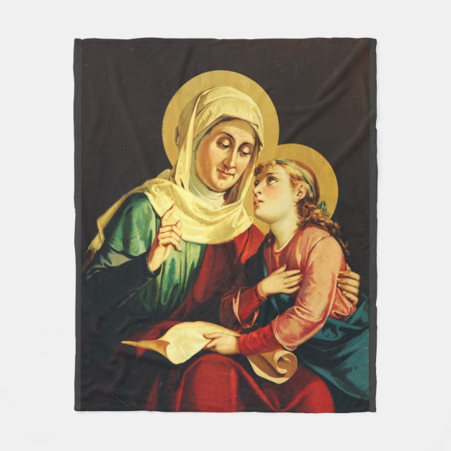 St. Anne Teaching the Virgin Mary Sacred Art Fleece Blanket (Front)