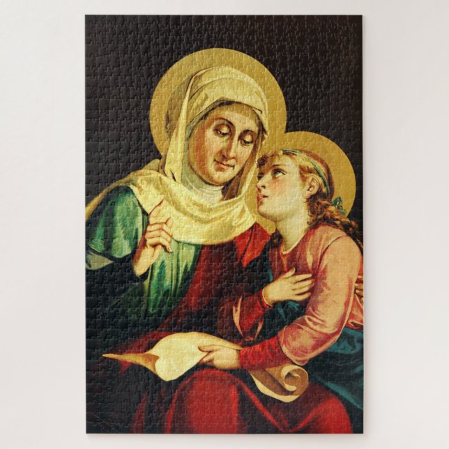 St. Anne Teaching the Virgin Mary Sacred Art Jigsaw Puzzle (Vertical)