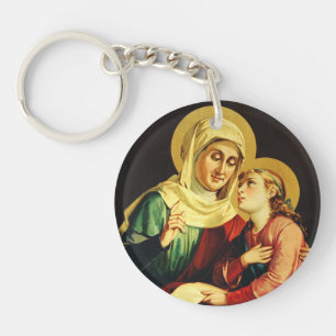 St. Anne Teaching the Virgin Mary Sacred Art Key Ring