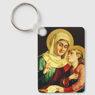 St. Anne Teaching the Virgin Mary Sacred Art Key Ring