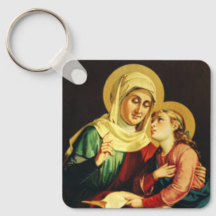 St. Anne Teaching the Virgin Mary Sacred Art Key Ring